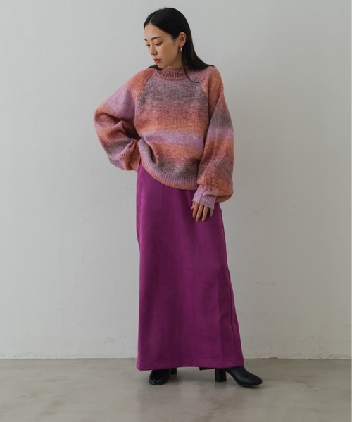 Shelly island（シェリーアイランド）の「エコスウェードタイトスカート（スカート・レディース・ブラック/パープル/ブラウン・M）」の6枚目の写真