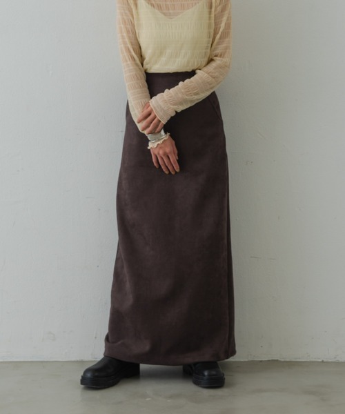 Shelly island（シェリーアイランド）の「エコスウェードタイトスカート（スカート・レディース・ブラック/パープル/ブラウン・M）」の20枚目の写真