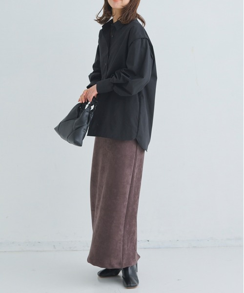 Shelly island（シェリーアイランド）の「エコスウェードタイトスカート（スカート・レディース・ブラック/パープル/ブラウン・M）」の19枚目の写真