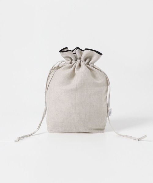 URBAN RESEARCH DOORS（アーバンリサーチドアーズ）の「DOORS LIVING PRODUCTS　コットンリネンライン巾着M（ポーチ・レディース・ブラック・MEDIUM）」の2枚目の写真