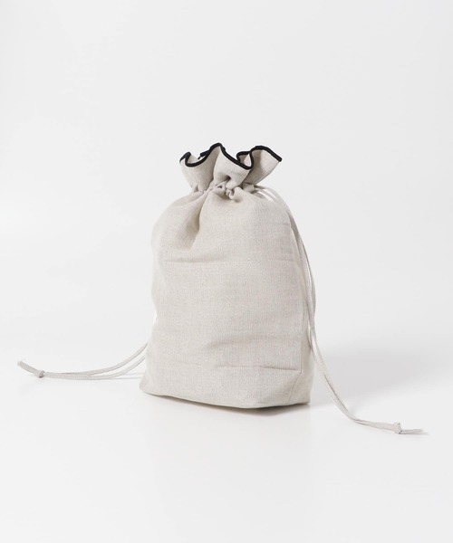 URBAN RESEARCH DOORS（アーバンリサーチドアーズ）の「DOORS LIVING PRODUCTS　コットンリネンライン巾着M（ポーチ・レディース・ブラック・MEDIUM）」の3枚目の写真