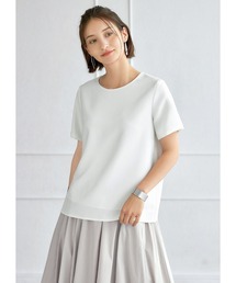 シンプルなダブルジョーゼット半袖ブラウス