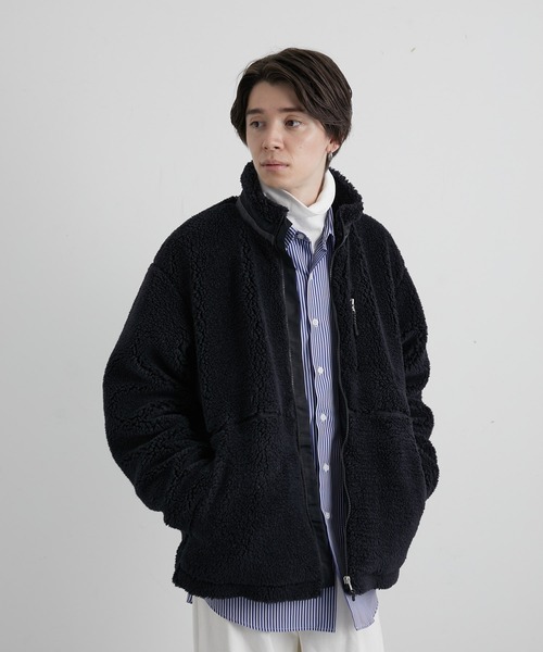 JUNRED（ジュンレッド）の「ボアフリーススタンドブルゾン（ブルゾン・メンズ・ブラック/ベージュ/オフホワイト・S/M/L）」の4枚目の写真