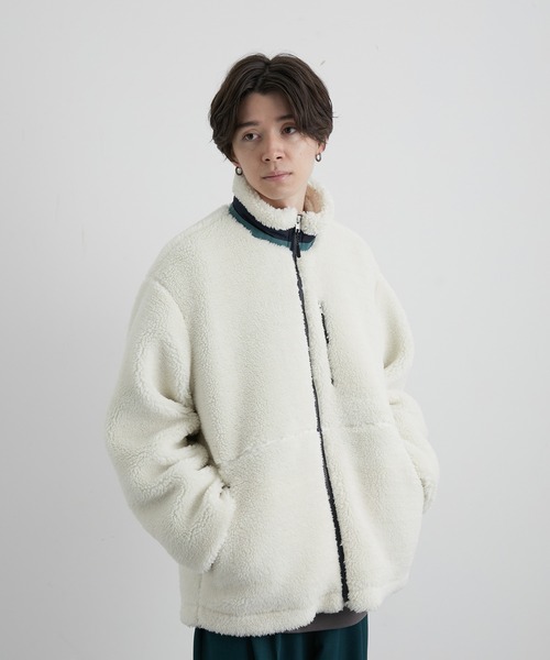 JUNRED（ジュンレッド）の「ボアフリーススタンドブルゾン（ブルゾン・メンズ・ブラック/ベージュ/オフホワイト・S/M/L）」の7枚目の写真