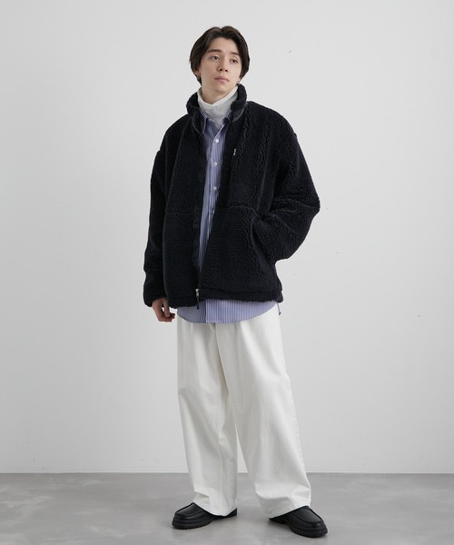 JUNRED（ジュンレッド）の「ボアフリーススタンドブルゾン（ブルゾン・メンズ・ブラック/ベージュ/オフホワイト・S/M/L）」の12枚目の写真