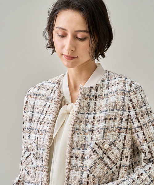 ANAYI アナイ　ラメスラブツイードロング　ジャケット　コート ANAYI（アナイ）の「ラメスラブツイードロング ジャケット