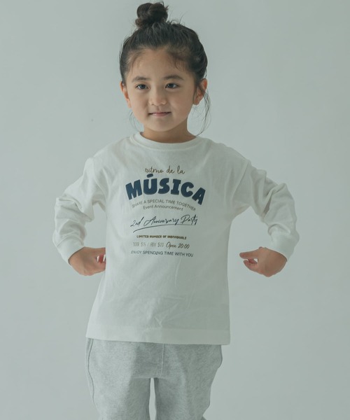 FORK&SPOON（フォークアンドスプーン）の「『親子リンク』FORK&SPOON　ロゴプリントロングスリーブTシャツ(KIDS)（Tシャツ/カットソー・キッズ・ブラック/オフホワイト・120/105/135）」の2枚目の写真