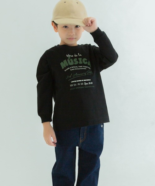 FORK&SPOON（フォークアンドスプーン）の「『親子リンク』FORK&SPOON　ロゴプリントロングスリーブTシャツ(KIDS)（Tシャツ/カットソー・キッズ・ブラック/オフホワイト・120/105/135）」の3枚目の写真