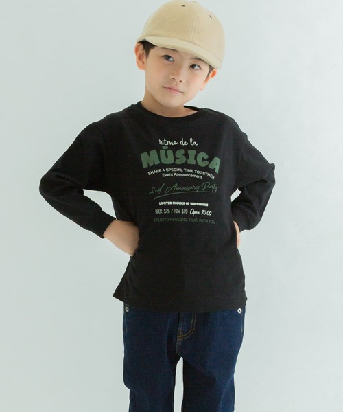 FORK&SPOON（フォークアンドスプーン）の「『親子リンク』FORK&SPOON　ロゴプリントロングスリーブTシャツ(KIDS)（Tシャツ/カットソー・キッズ・ブラック/オフホワイト・120/105/135）」の5枚目の写真