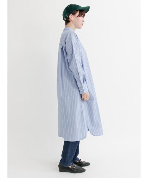 Lugnoncure(ルノンキュール)の「【イージーケア】バンドカラーシャツワンピース(シャツワンピース・レディース・ベージュ/オフホワイト/ブルー・フリ-)」の5枚目の写真