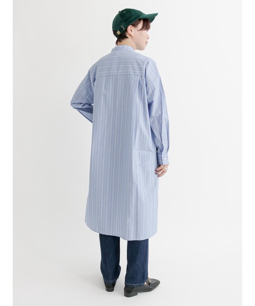 Lugnoncure(ルノンキュール)の「【イージーケア】バンドカラーシャツワンピース(シャツワンピース・レディース・ベージュ/オフホワイト/ブルー・フリ-)」の6枚目の写真