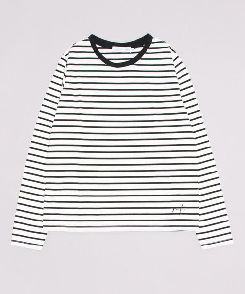 RIKKA FEMME（リッカファム）の「RIKKA FEMME/リッカファム ボーダーロンT RF22FW16（Tシャツ/カットソー・レディース・ホワイト×グレー/ネイビー/ベージュ/ホワイト×ブラック・S/M/M/L）」の3枚目の写真