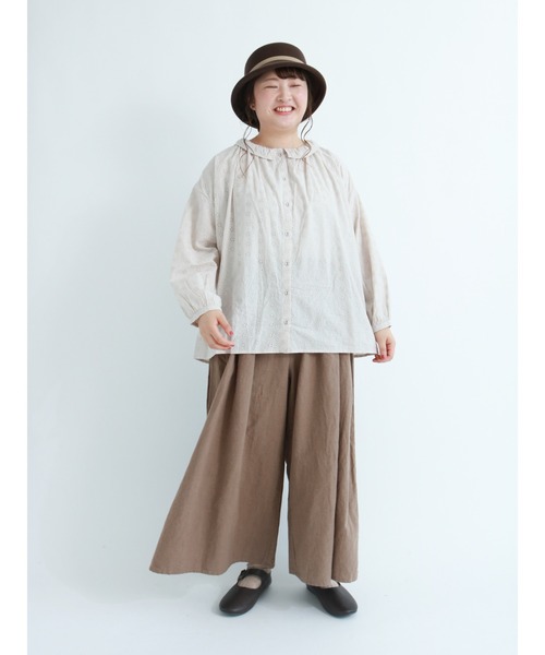 Samansa Mos2（サマンサ モスモス）の「【ETHICAL CRAFTS】リサイクルリネン混ハカマパンツ（その他パンツ・レディース・ブラック/ベージュ/ブラウン/カーキ・ﾌﾘ-）」の9枚目の写真