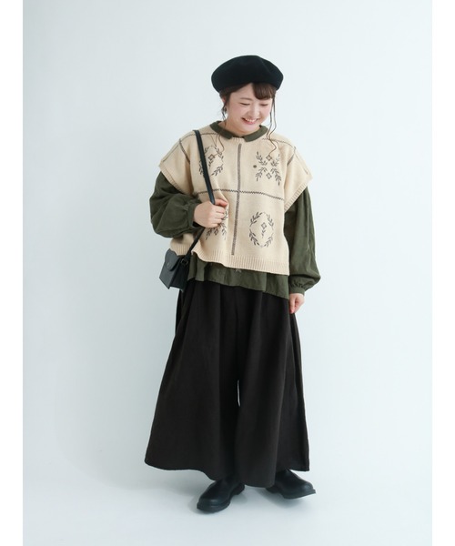 Samansa Mos2（サマンサ モスモス）の「【ETHICAL CRAFTS】リサイクルリネン混ハカマパンツ（その他パンツ・レディース・ブラック/ベージュ/ブラウン/カーキ・ﾌﾘ-）」の18枚目の写真