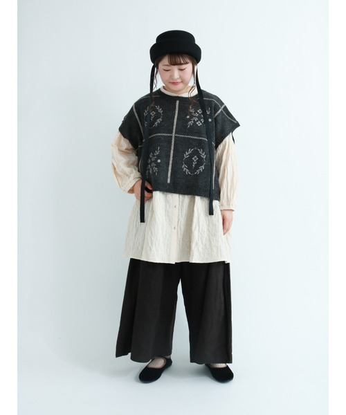 Samansa Mos2（サマンサ モスモス）の「【ETHICAL CRAFTS】リサイクルリネン混ハカマパンツ（その他パンツ・レディース・ブラック/ベージュ/ブラウン/カーキ・ﾌﾘ-）」の19枚目の写真