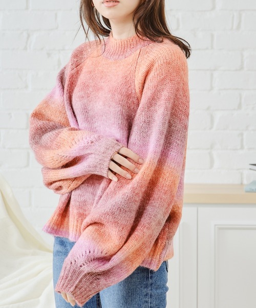 acro（アクロ）の「グラデーションボリュームスリーブニット/AC1471（ニット/セーター・レディース・オレンジ/グリーン/イエロー・ﾌﾘ-）」の3枚目の写真