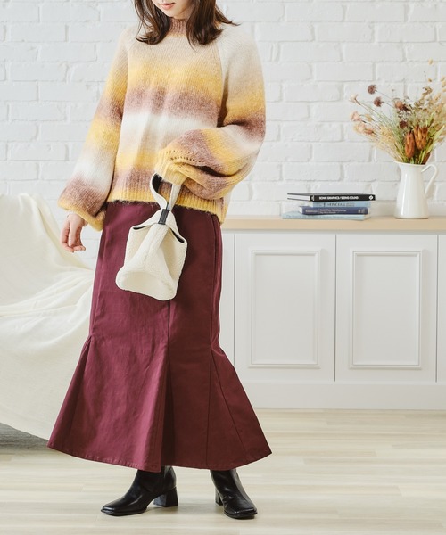 acro（アクロ）の「グラデーションボリュームスリーブニット/AC1471（ニット/セーター・レディース・オレンジ/グリーン/イエロー・ﾌﾘ-）」の12枚目の写真