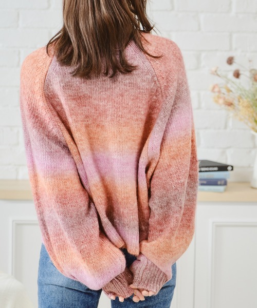 acro（アクロ）の「グラデーションボリュームスリーブニット/AC1471（ニット/セーター・レディース・オレンジ/グリーン/イエロー・ﾌﾘ-）」の7枚目の写真