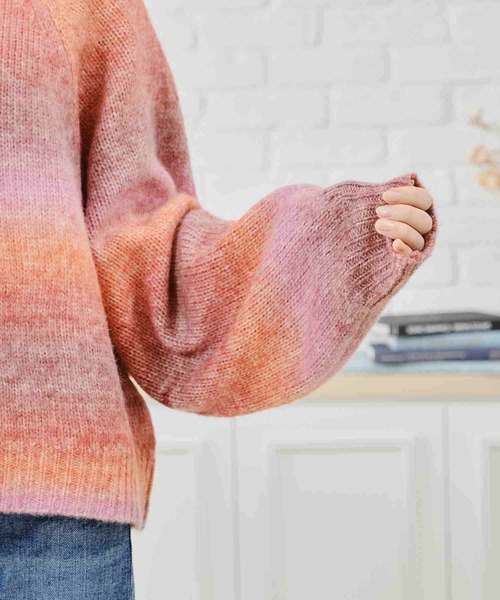 acro（アクロ）の「グラデーションボリュームスリーブニット/AC1471（ニット/セーター・レディース・オレンジ/グリーン/イエロー・ﾌﾘ-）」の5枚目の写真