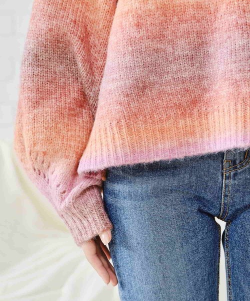 acro（アクロ）の「グラデーションボリュームスリーブニット/AC1471（ニット/セーター・レディース・オレンジ/グリーン/イエロー・ﾌﾘ-）」の4枚目の写真