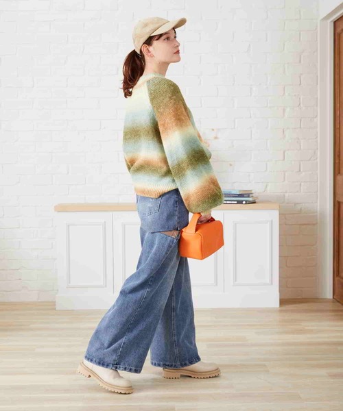 acro（アクロ）の「グラデーションボリュームスリーブニット/AC1471（ニット/セーター・レディース・オレンジ/グリーン/イエロー・ﾌﾘ-）」の16枚目の写真