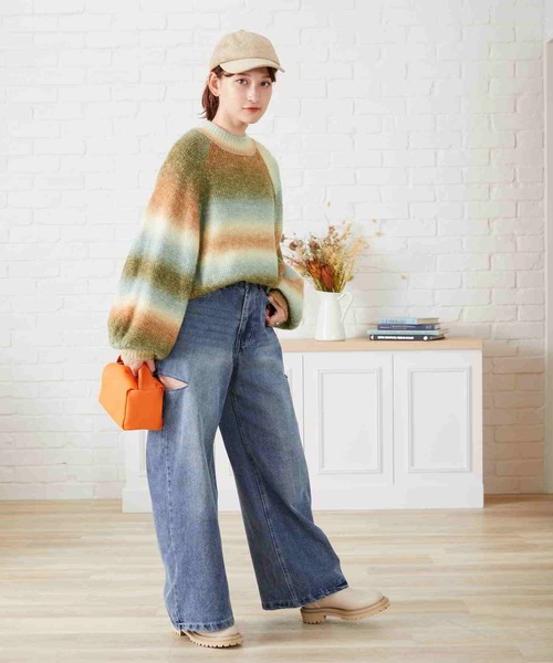 acro（アクロ）の「グラデーションボリュームスリーブニット/AC1471（ニット/セーター・レディース・オレンジ/グリーン/イエロー・ﾌﾘ-）」の15枚目の写真