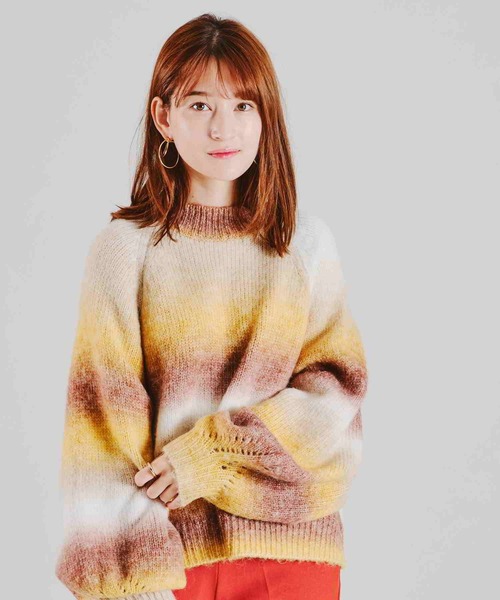 acro（アクロ）の「グラデーションボリュームスリーブニット/AC1471（ニット/セーター・レディース・オレンジ/グリーン/イエロー・ﾌﾘ-）」の19枚目の写真