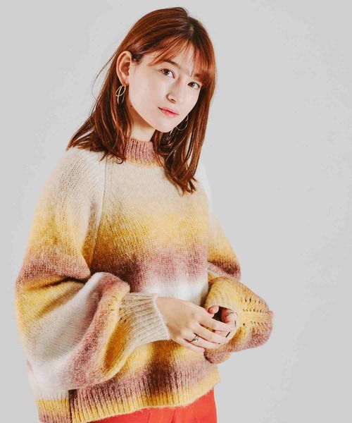 acro（アクロ）の「グラデーションボリュームスリーブニット/AC1471（ニット/セーター・レディース・オレンジ/グリーン/イエロー・ﾌﾘ-）」の20枚目の写真
