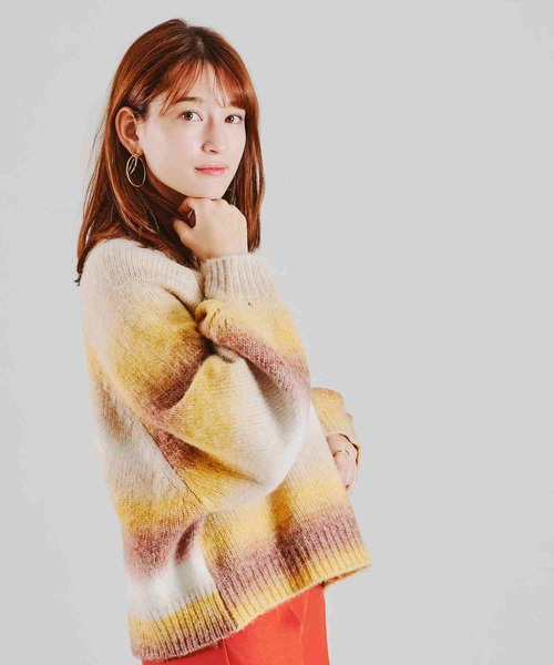 acro（アクロ）の「グラデーションボリュームスリーブニット/AC1471（ニット/セーター・レディース・オレンジ/グリーン/イエロー・ﾌﾘ-）」の21枚目の写真