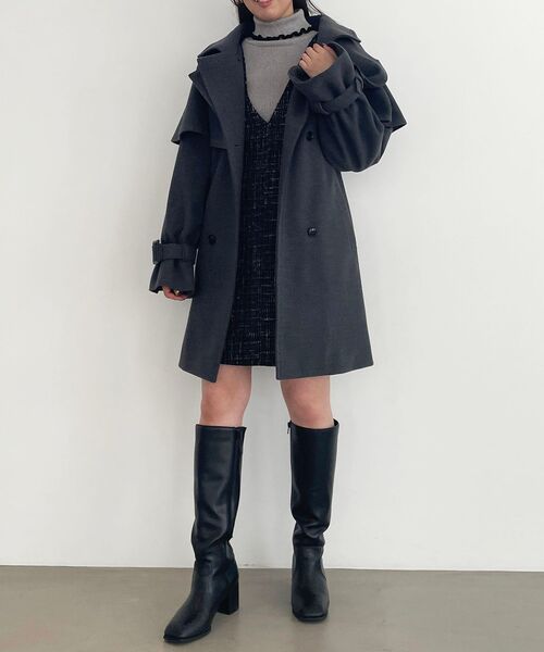 MAJESTIC LEGON（マジェスティックレゴン）の「プチフリルタートルニット（ニット/セーター・レディース・ブラック/ブラウン/アイボリー/ピンクベージュ/グレー・MEDIUM）」の9枚目の写真