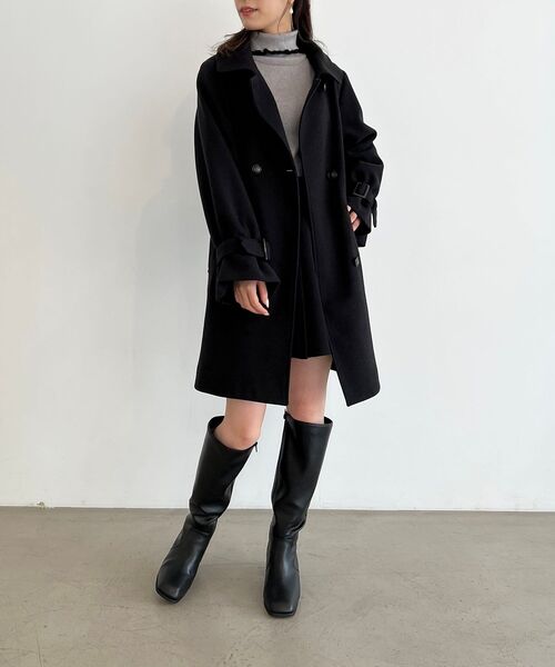 MAJESTIC LEGON（マジェスティックレゴン）の「プチフリルタートルニット（ニット/セーター・レディース・ブラック/ブラウン/アイボリー/ピンクベージュ/グレー・MEDIUM）」の11枚目の写真