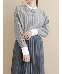 Te chichi | ストライプバンドカラークレリックロングシャツ(シャツ/ブラウス)