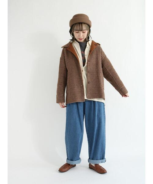 Samansa Mos2（サマンサ モスモス）の「細コーデュロイゆるシャツ（シャツ/ブラウス・レディース・ダークブラウン/ネイビー/レッド/グリーン/キナリ/マスタード・ﾌﾘ-）」の8枚目の写真