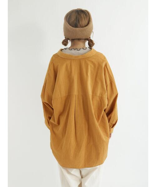 Samansa Mos2（サマンサ モスモス）の「細コーデュロイゆるシャツ（シャツ/ブラウス・レディース・ダークブラウン/ネイビー/レッド/グリーン/キナリ/マスタード・ﾌﾘ-）」の13枚目の写真