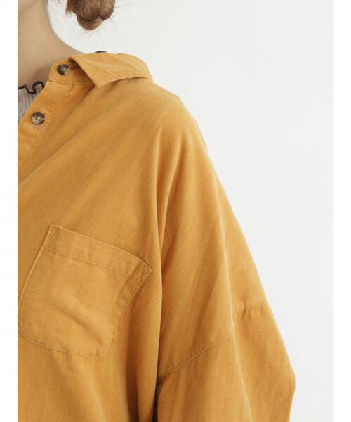 Samansa Mos2（サマンサ モスモス）の「細コーデュロイゆるシャツ（シャツ/ブラウス・レディース・ダークブラウン/ネイビー/レッド/グリーン/キナリ/マスタード・ﾌﾘ-）」の15枚目の写真