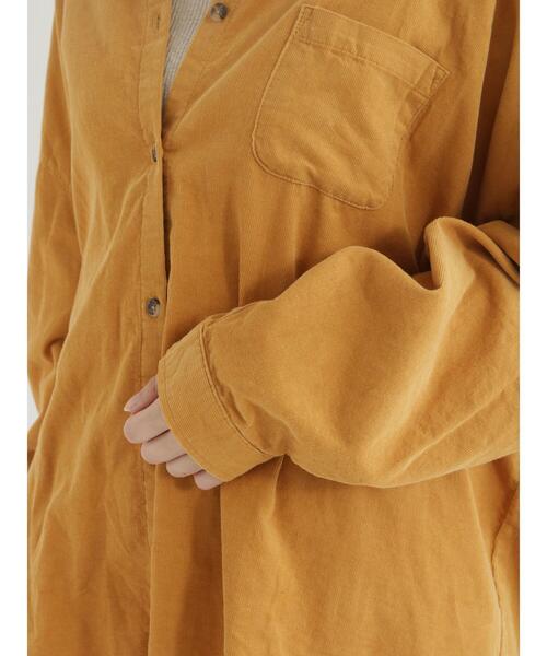 Samansa Mos2（サマンサ モスモス）の「細コーデュロイゆるシャツ（シャツ/ブラウス・レディース・ダークブラウン/ネイビー/レッド/グリーン/キナリ/マスタード・ﾌﾘ-）」の17枚目の写真