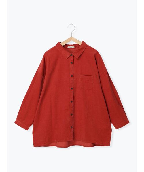 Samansa Mos2（サマンサ モスモス）の「細コーデュロイゆるシャツ（シャツ/ブラウス・レディース・ダークブラウン/ネイビー/レッド/グリーン/キナリ/マスタード・ﾌﾘ-）」の22枚目の写真