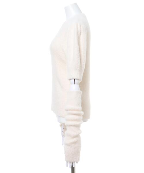 INGNI（イング）の「フェザーヤーンアームウォーマー付ニット（ニット/セーター・レディース・ラベンダー/ベージュ/ブラック/オフホワイト・M）」の6枚目の写真