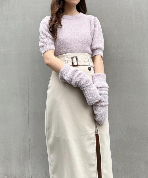 INGNI（イング）の「フェザーヤーンアームウォーマー付ニット（ニット/セーター・レディース・ラベンダー/ベージュ/ブラック/オフホワイト・M）」の11枚目の写真