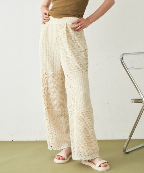 Unitage(ユニテージ)の「パッチワークレースパンツ(その他パンツ・レディース・アイボリー/ブラック・SMALL/MEDIUM)」の2枚目の写真