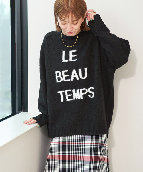 B.C STOCK(ベーセーストック)の「インターシャロゴクルーネック(ニット/セーター・レディース・ブラック/ブルー/アイボリー・FREE)」の9枚目の写真