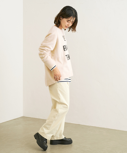 B.C STOCK(ベーセーストック)の「インターシャロゴクルーネック(ニット/セーター・レディース・ブラック/ブルー/アイボリー・FREE)」の8枚目の写真