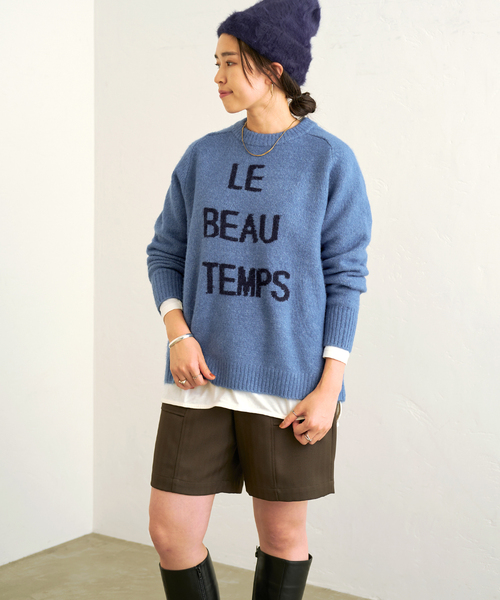 B.C STOCK(ベーセーストック)の「インターシャロゴクルーネック(ニット/セーター・レディース・ブラック/ブルー/アイボリー・FREE)」の13枚目の写真