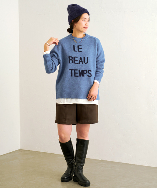 B.C STOCK(ベーセーストック)の「インターシャロゴクルーネック(ニット/セーター・レディース・ブラック/ブルー/アイボリー・FREE)」の14枚目の写真