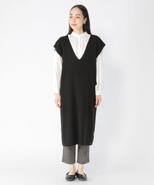 studio CLIP(スタディオクリップ)の「12ゲージラクリルニットジャンパースカート(ジャンパースカート・レディース・ブラック/ライトグレー/ブラウン・FREE)」の6枚目の写真