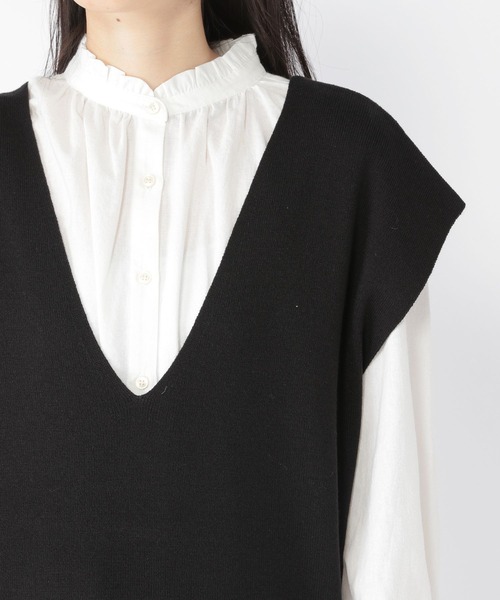 studio CLIP(スタディオクリップ)の「12ゲージラクリルニットジャンパースカート(ジャンパースカート・レディース・ブラック/ライトグレー/ブラウン・FREE)」の9枚目の写真