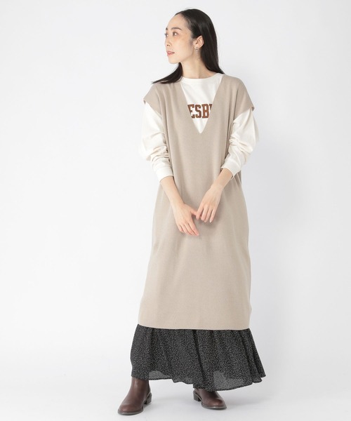 studio CLIP(スタディオクリップ)の「12ゲージラクリルニットジャンパースカート(ジャンパースカート・レディース・ブラック/ライトグレー/ブラウン・FREE)」の19枚目の写真