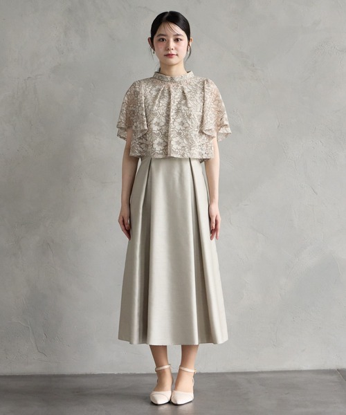 AIMER(エメ)の「レースブラウス付2WAYシャンタンフィット&フレアパーティードレス 結婚式 お呼ばれ ドレス 20代 30代 40代(ドレス・レディース・ネイビー/ベージュ/ピンク・MEDIUM/LARGE/X-LARGE)」の22枚目の写真