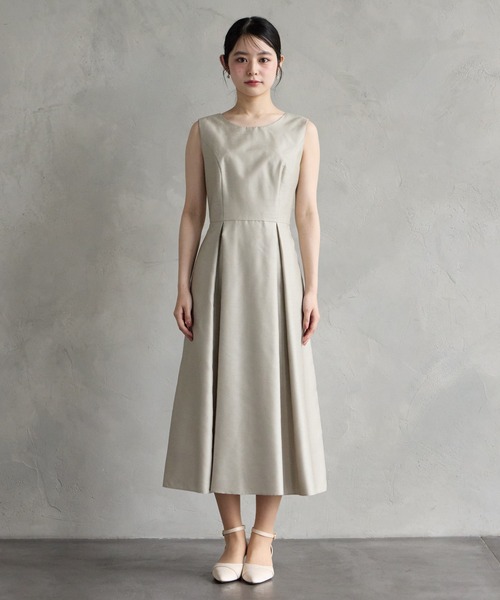 AIMER(エメ)の「レースブラウス付2WAYシャンタンフィット&フレアパーティードレス 結婚式 お呼ばれ ドレス 20代 30代 40代(ドレス・レディース・ネイビー/ベージュ/ピンク・MEDIUM/LARGE/X-LARGE)」の14枚目の写真