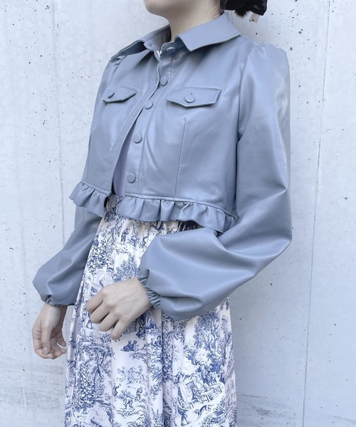 lilLilly（リルリリー）の「レザーショートジャケット（その他アウター・レディース・ピンク/ブルー/ブラック・FREE）」の13枚目の写真